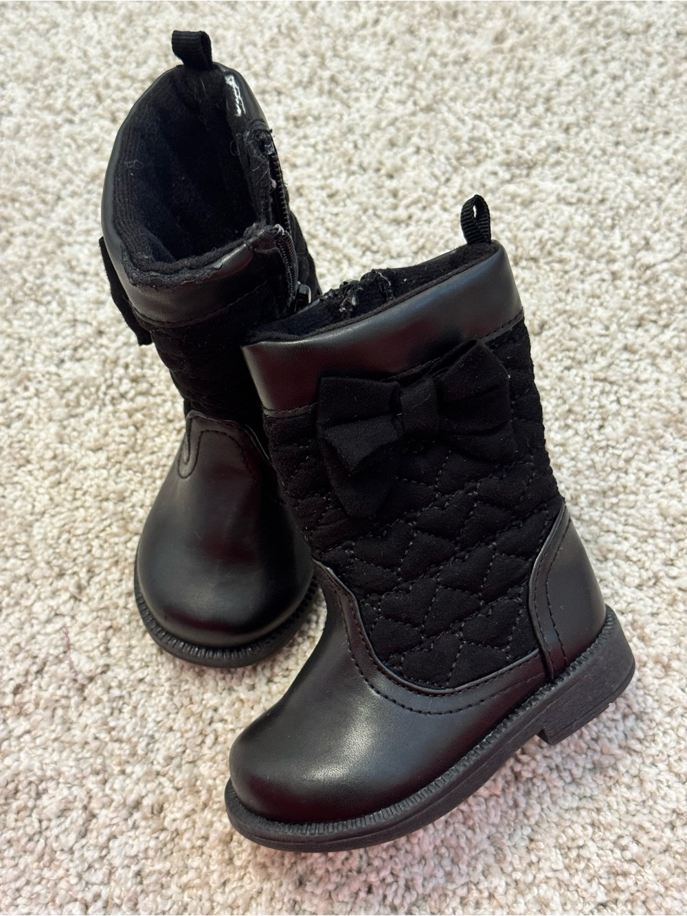 Koala Kids Black Quilted Bow Mid-Calf Boots